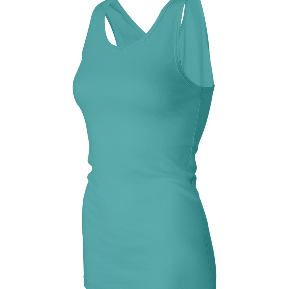 Sheer Mini Rib Racerback Longer Length Tank Top